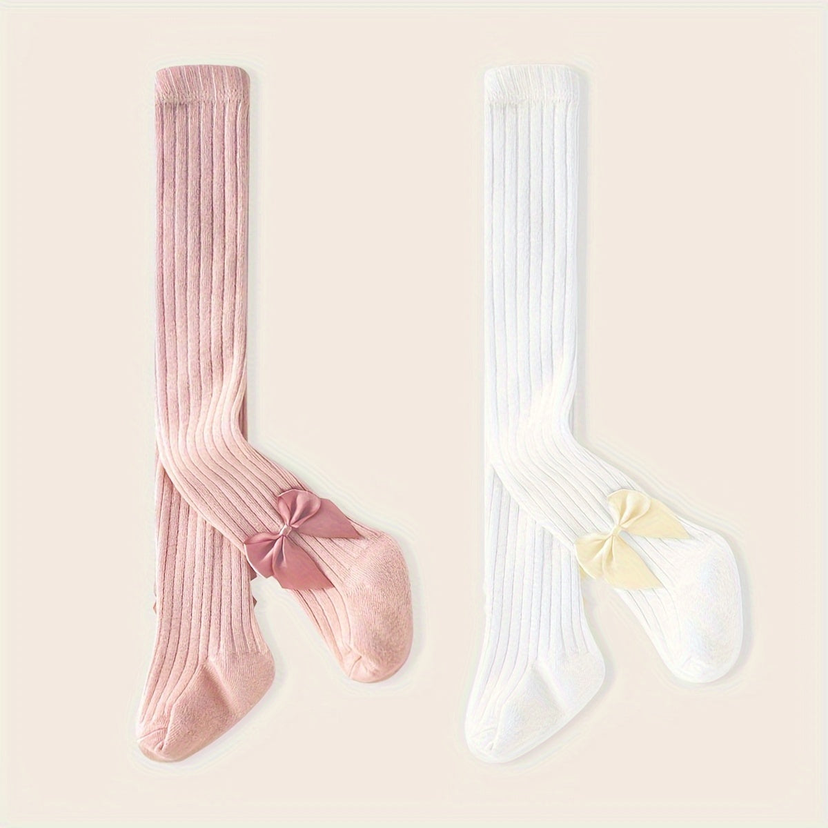 Set of 2 Girls Baby Leggings with Bow Design for Spring and Autumn Outdoor Wear
