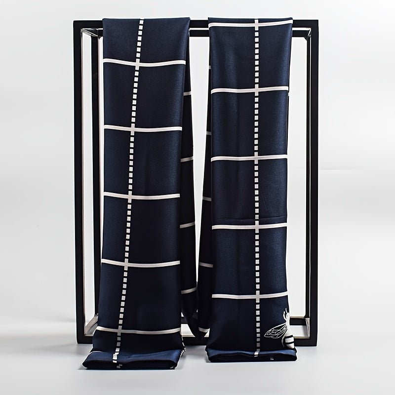 Men's Double Layered Scarf Soft Polyester Fashion Accessory Black