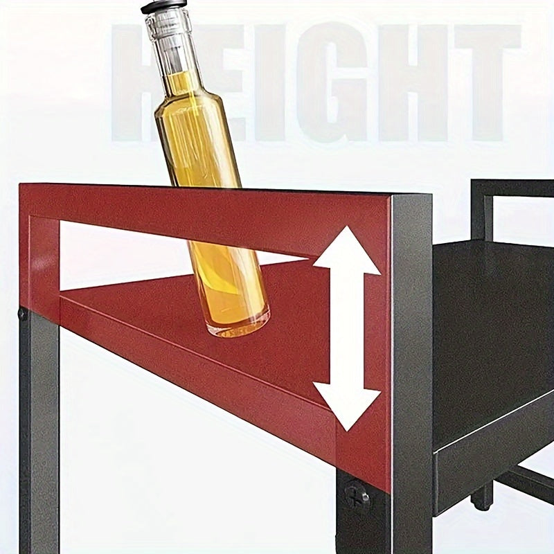 Durable Metal Microwave Stand with 2 Shelves Adjustable Countertop Kitchen Organization