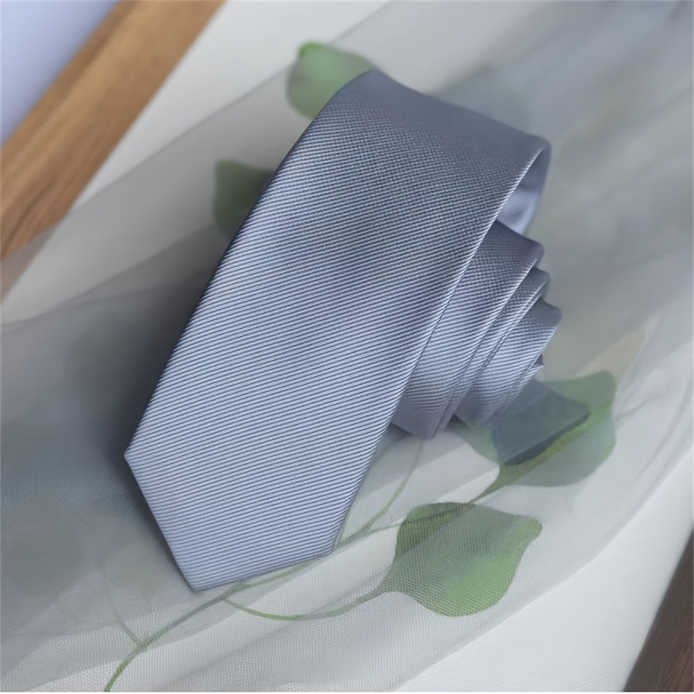 Men's Narrow Silk Tie 6cm Single-Color 1200 Stitches for Formal Occasions
