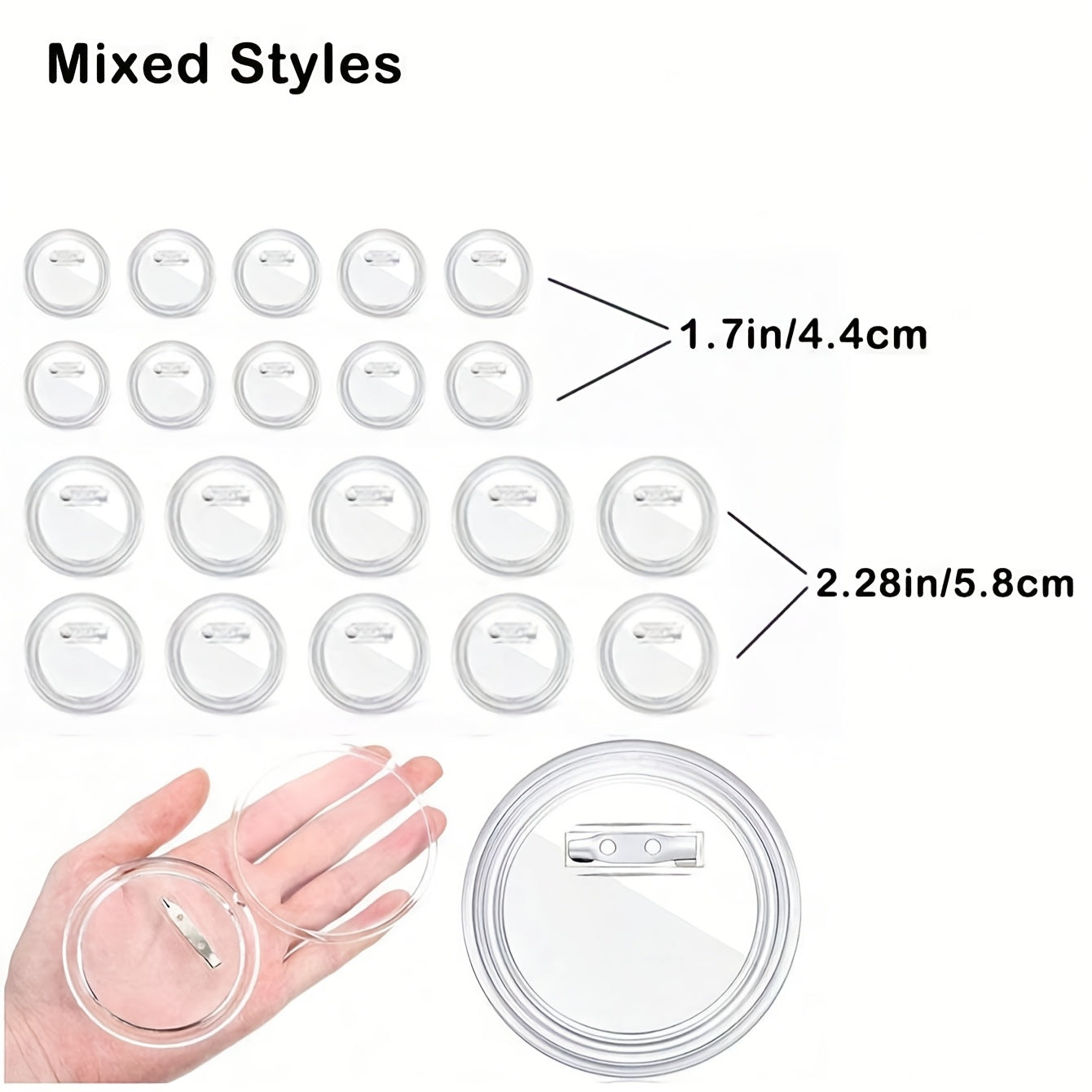 Set of 20 Acrylic Badge Pins for Crafts Photos Decorations Wedding Party