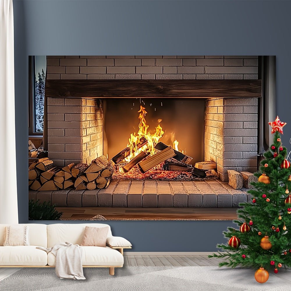 Multi-Functional Fireplace Backdrop for Festivals and Holiday Photos