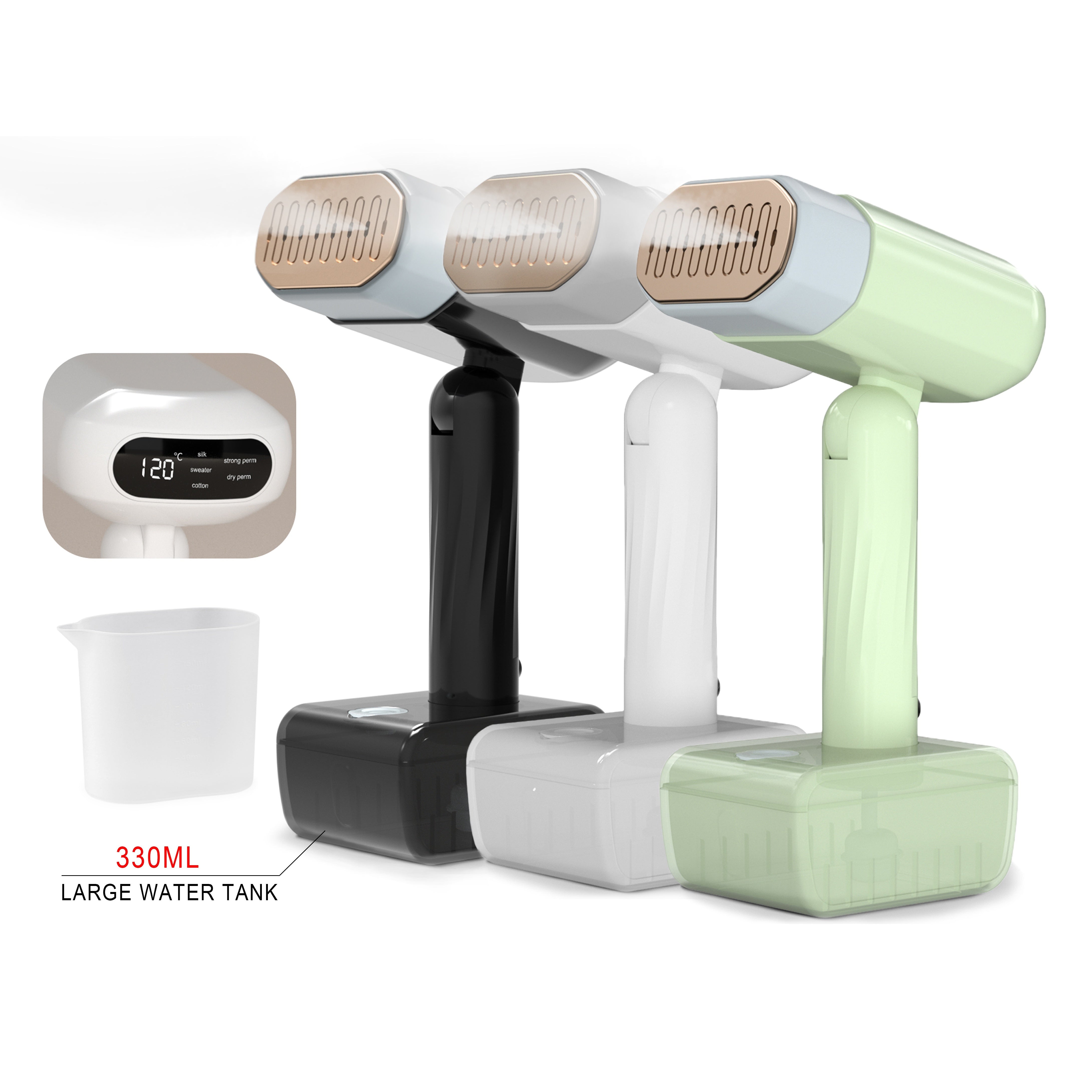 Portativ qo‘l bilan ishlatiladigan bug‘li temir 1800W, buklanuvchi, 330ml suv tanki, Yevropa rozetkasi