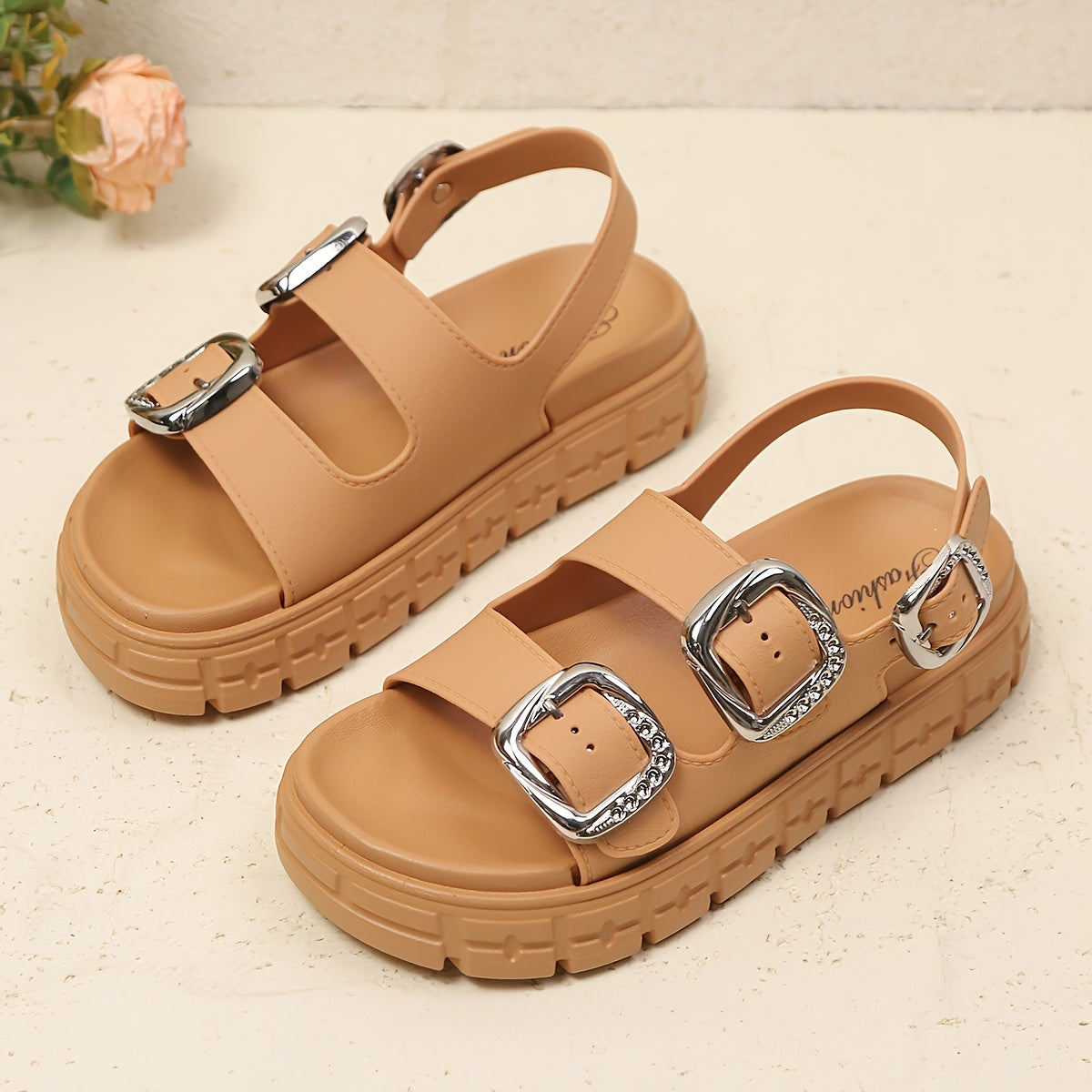 Women's Summer Bohemian Style Double-Buckle Sandals Comfortable Versatile