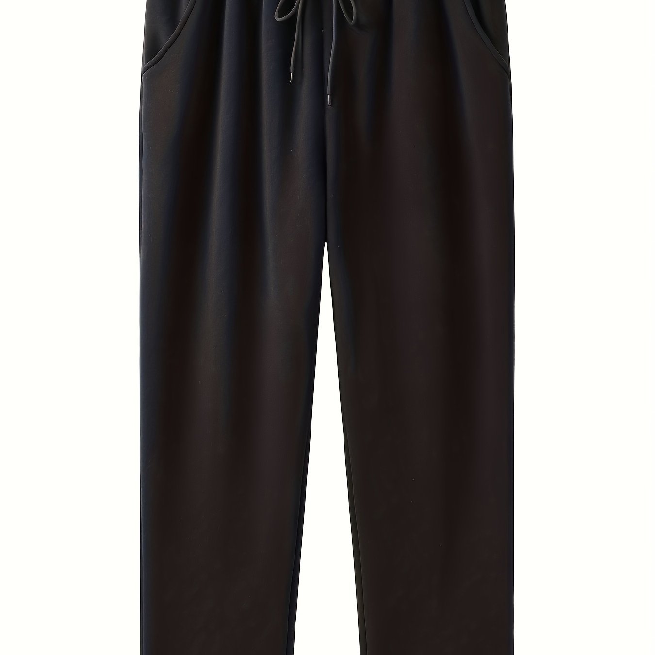 Erkaklar uchun kuz/qish fleytsli tasodifiy sport shimlari - Keng kesim, bir rangda, tortma bel, cho'ntaklar, KATTA O'LCHAM