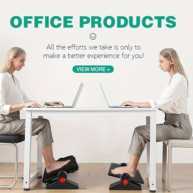 Office Desk Set with Pad Footstool and Adjustable Footrest Black Plastic