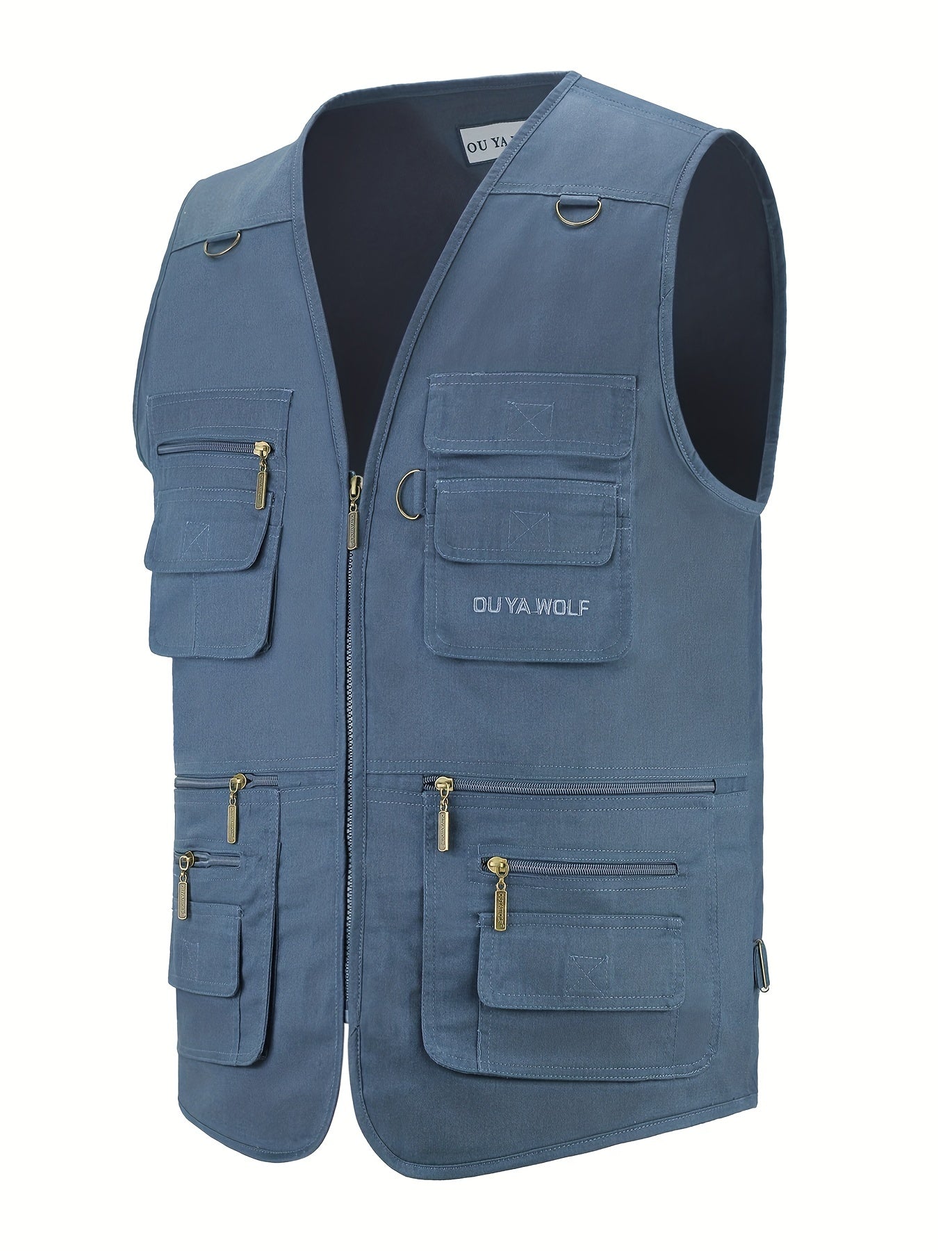 Men's Cotton Polyester Cargo Vest with Multiple Pockets for Outdoor Activities
