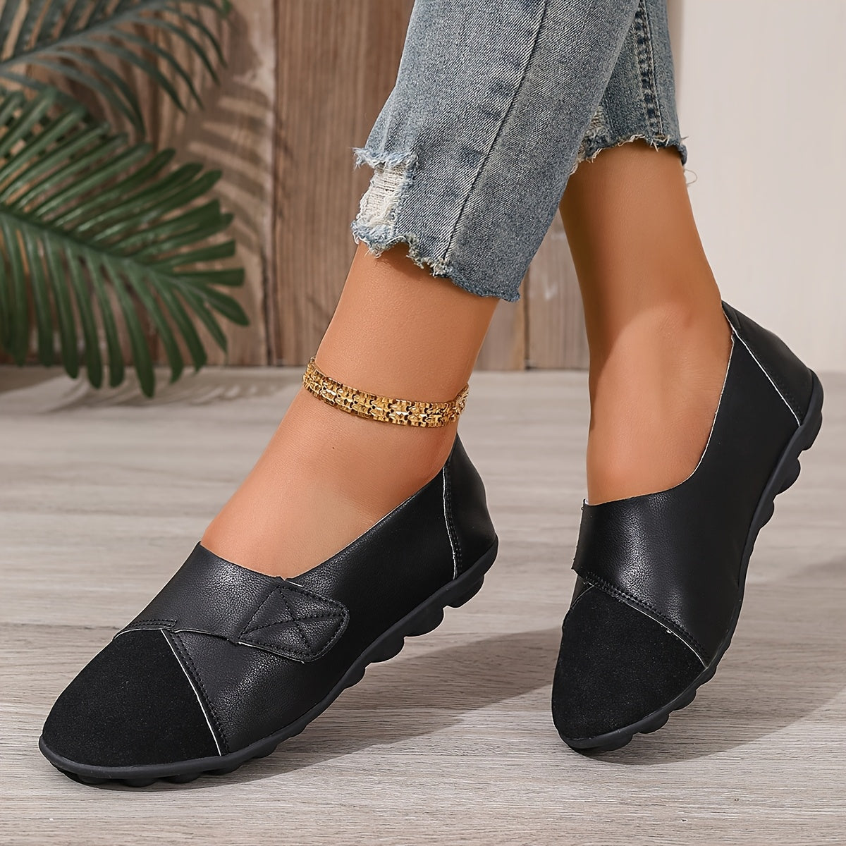 Women’s Red Microfiber Slip-On Loafers Casual Flats Rubber Sole