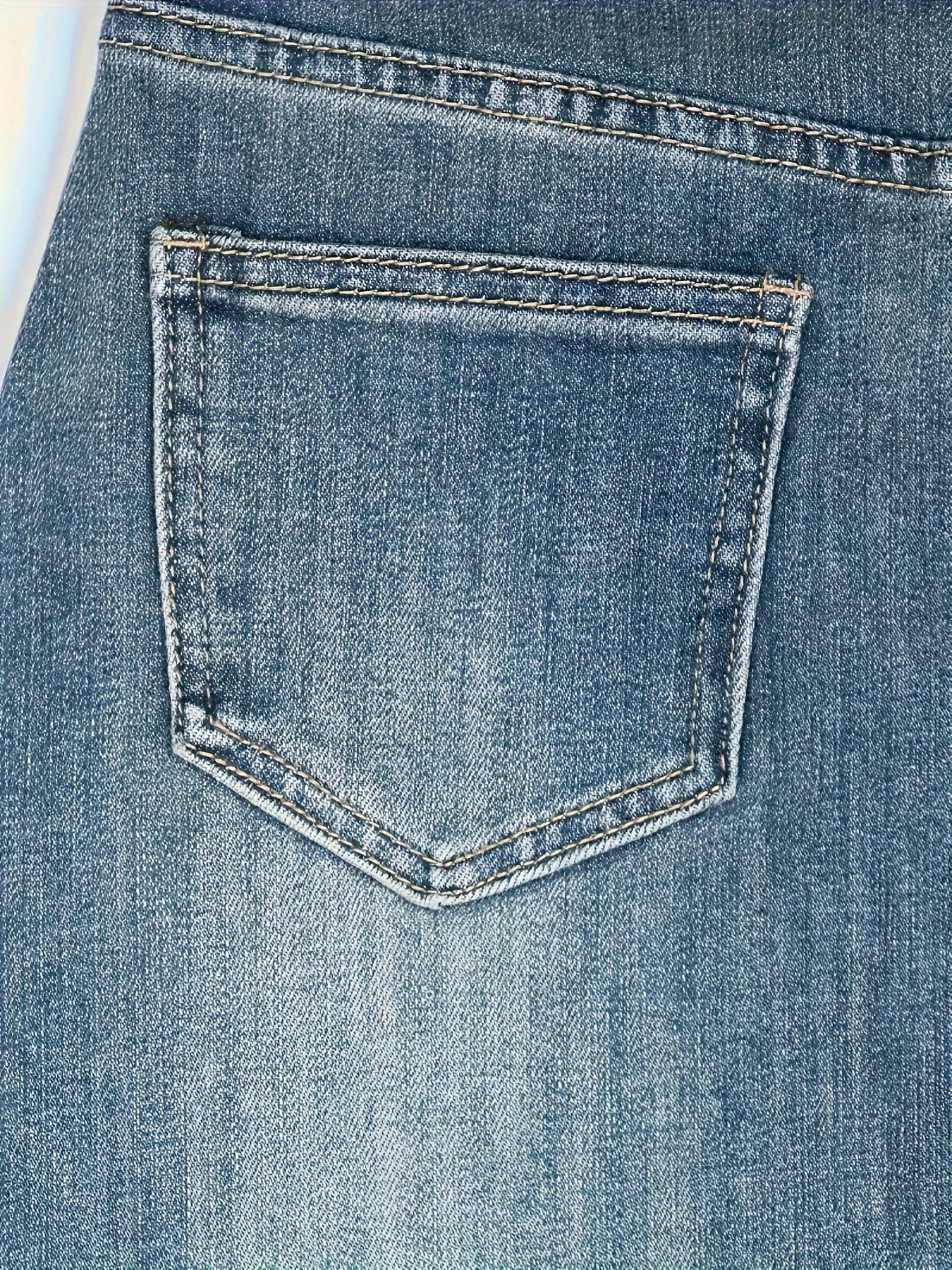 High-Waist Denim Midi Skirt with Split Stretch Non-See-Through Machine Washable for All Seasons