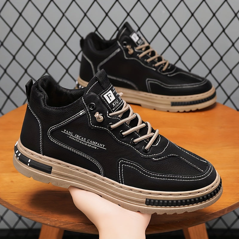 Men's Work Boots Leather Casual Anti-slip Lace-up Short Boots for Outdoor Activities