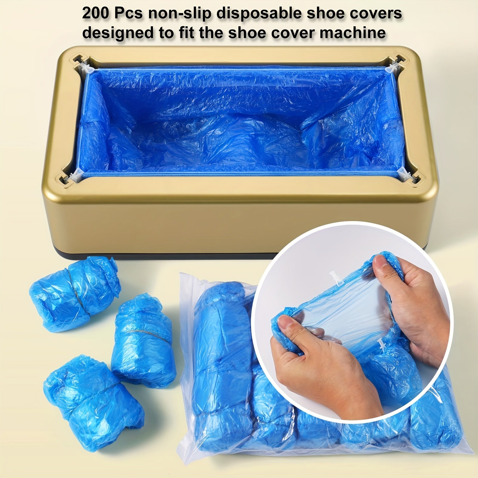 Automatic Shoe Cover Dispenser Plastic Carbon Fiber ABS Steel Frame Gold Finish