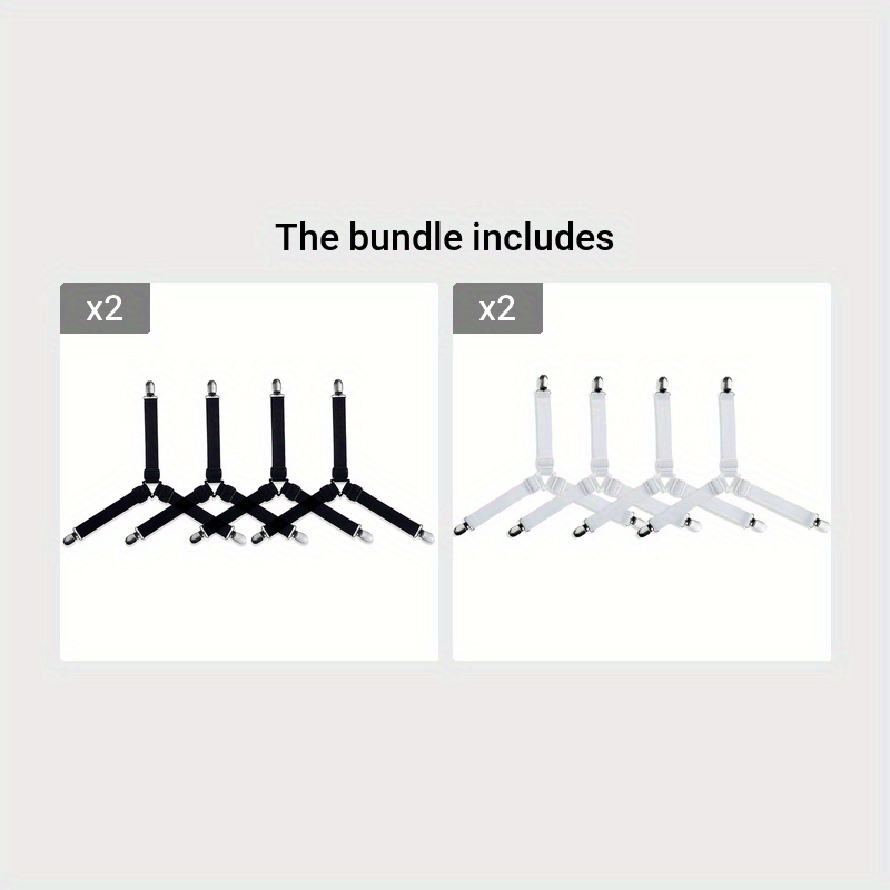 Universal Bed Sheet Clips Black White Polyamide 4 Pack for RV Campers