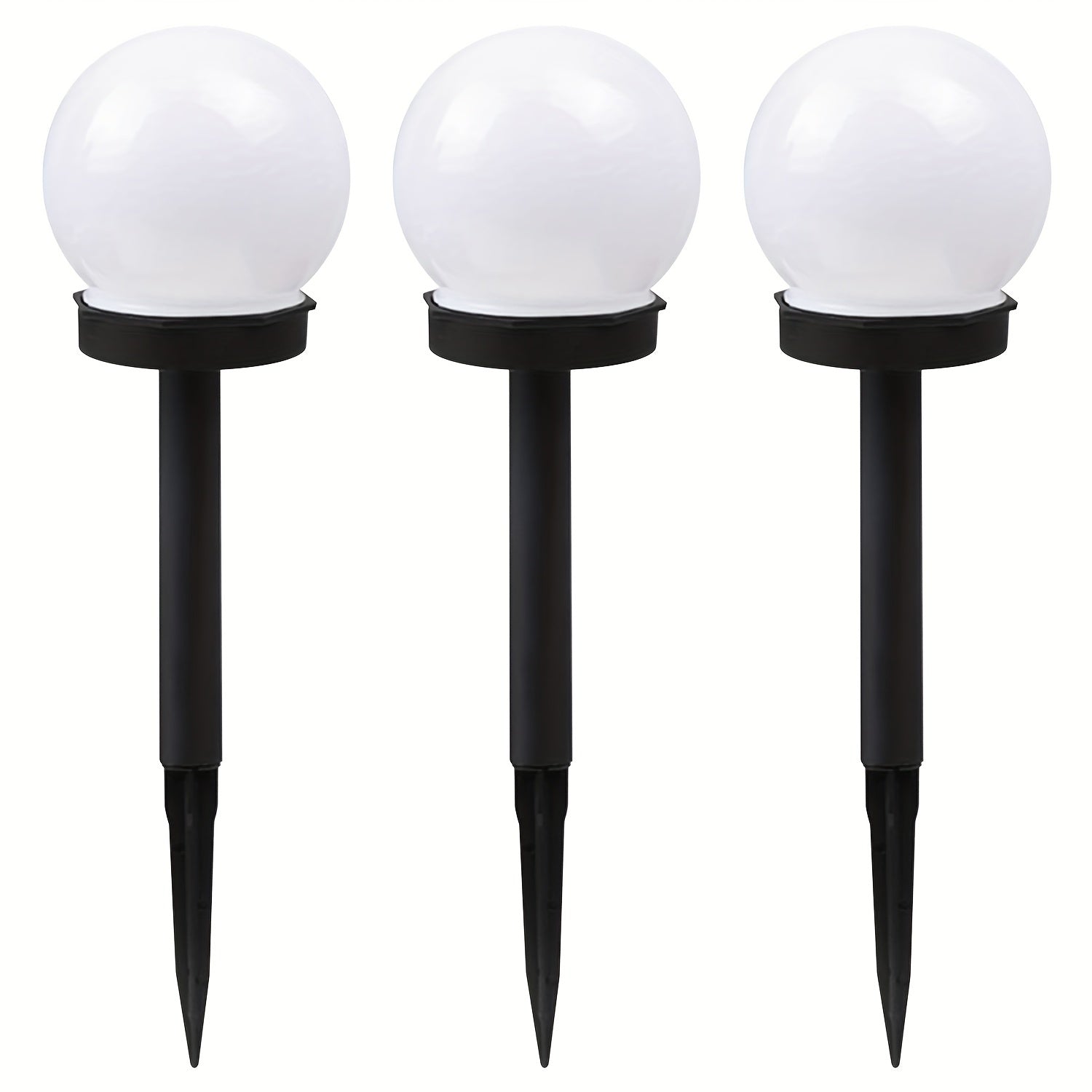 3 ta paket quyosh energiyali globosimon bog' chiroqlari tashqi yo'lak, maysa, hovli bezaklari, oq LED