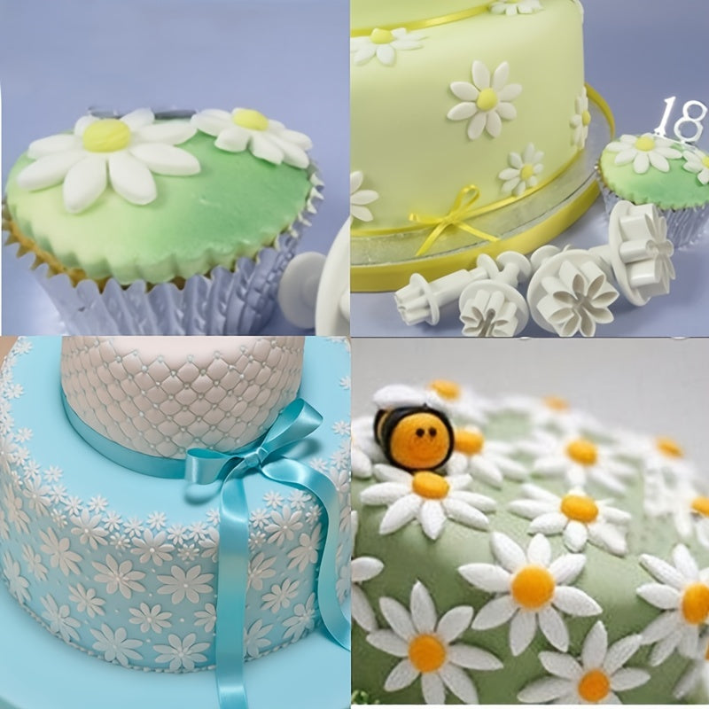 Set of 4 Flower-Shaped Fondant Molds for Cookies and Candy Baking Tools