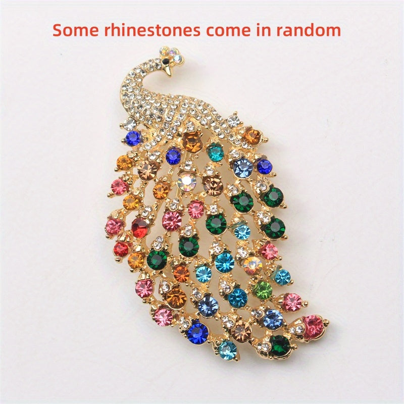 Broche de pavo real con animal pin y cristales de imitación para accesorios de moda para mujeres