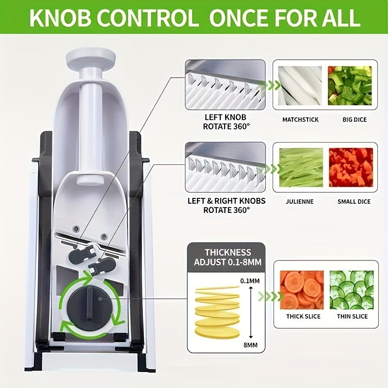 Manual Vegetable Chopper Slicer with Interchangeable Stainless Steel Blades for Fruits and Vegetables