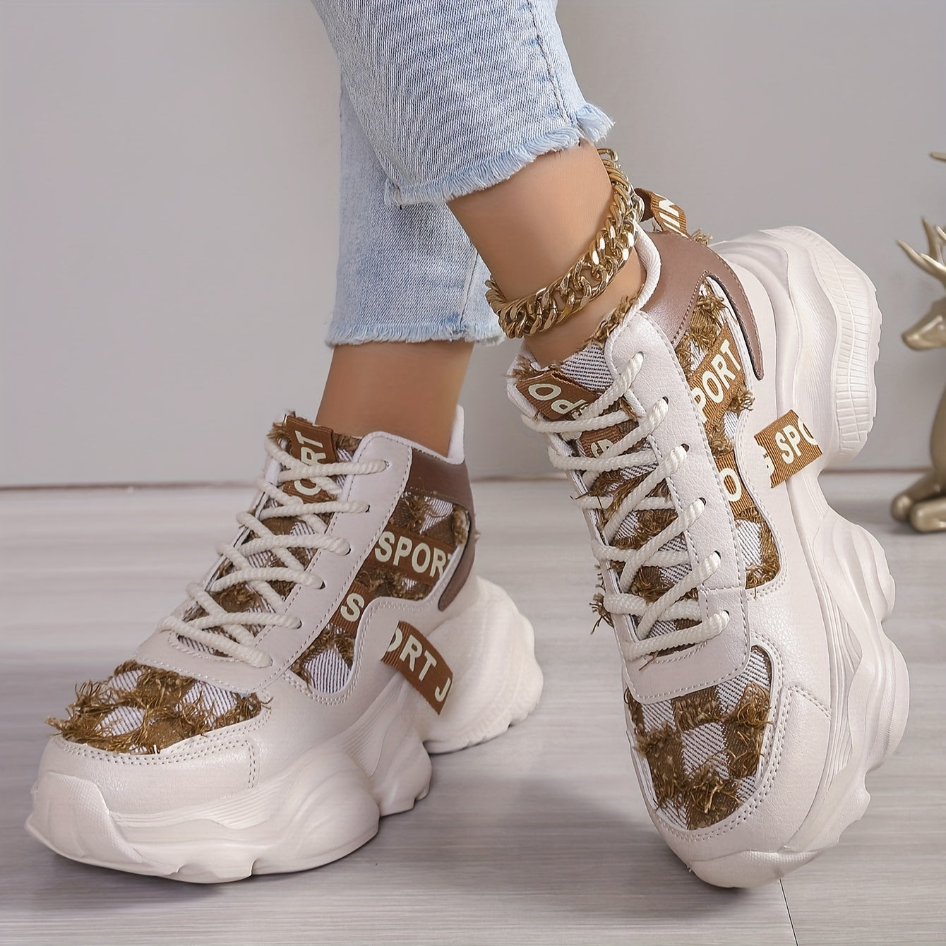Women's High-Top Sneakers Breathable EVA Sole Casual Shoes Blue and White
