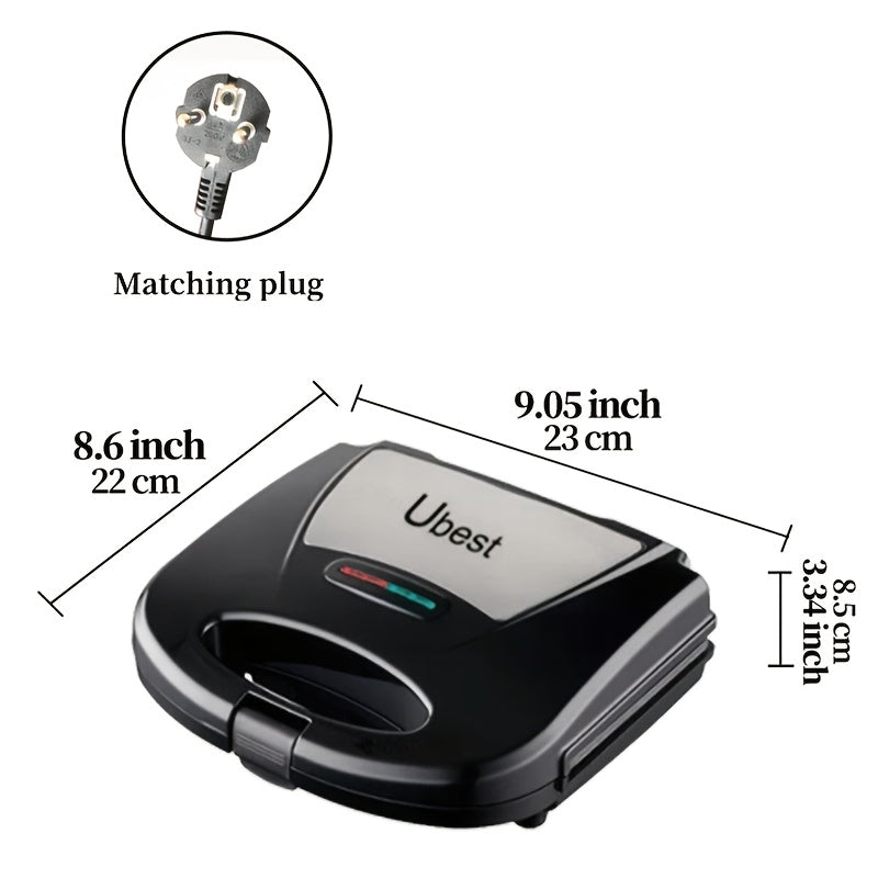 750W stainless steel multi-function maker with pilot light cold touch handle non-stick plate for toast waffles