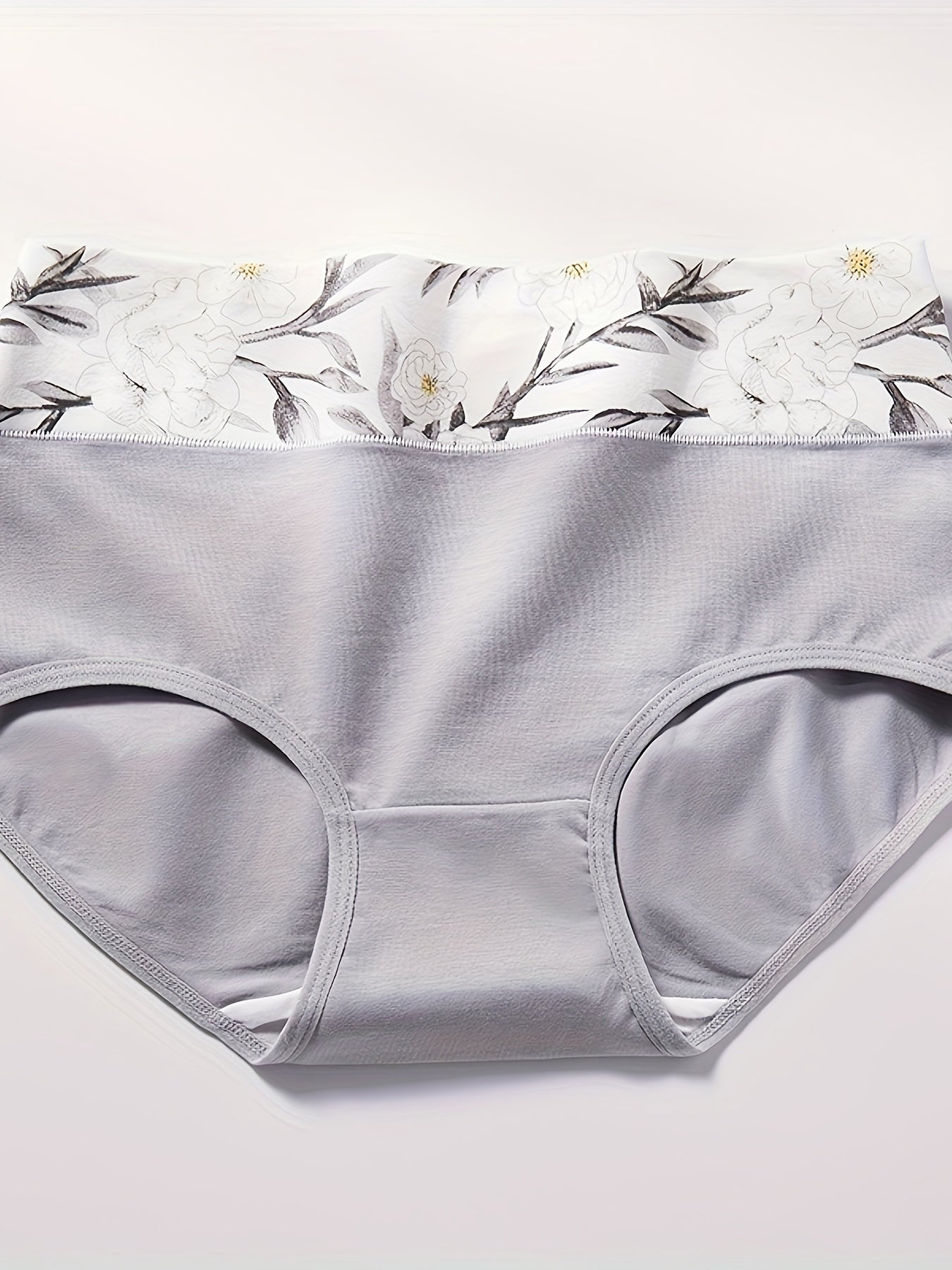 Rangli blokli gullar printi bilan tikilgan briflar - Qulay, nafas oladigan, cho'ziluvchan ayollar ichki kiyimlari