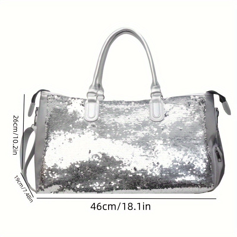 Women's Sequined Crossbody Travel Bag Large Capacity Versatile Tote Black