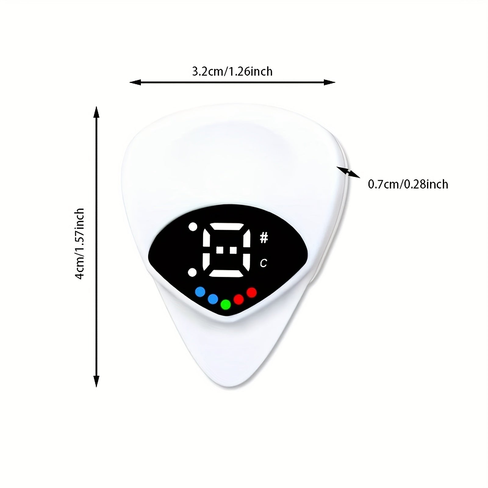 2-in-1 Guitar Pick and Tuner Portable Pitch Calibrator for Folk Guitars and Ukuleles White ABS