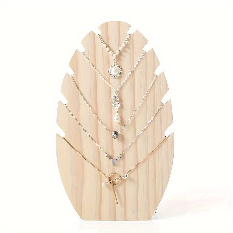 Khaki Wood Jewelry Stand with Flame Pattern for Necklaces Bracelets Watches