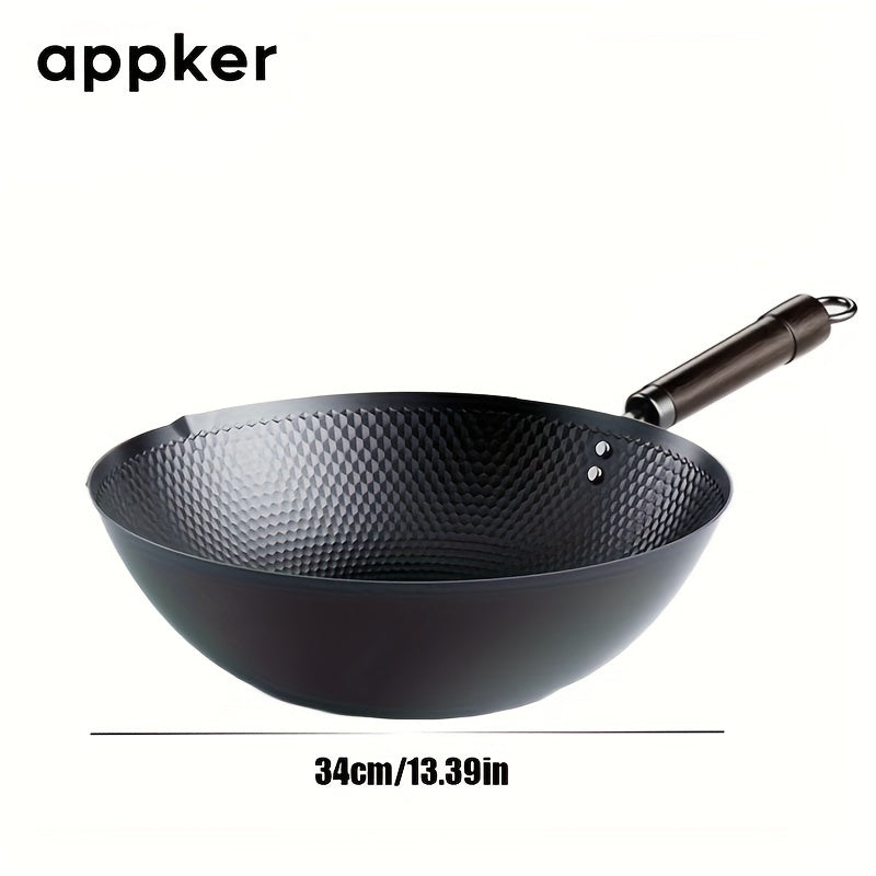 Mustahkam quyma temir wok - induksiya, elektr va gaz pechlari uchun ideal, yopishmaydigan yuzasi, uy va restoran sharoitlari uchun ko'p maqsadli oshxona anjomlari