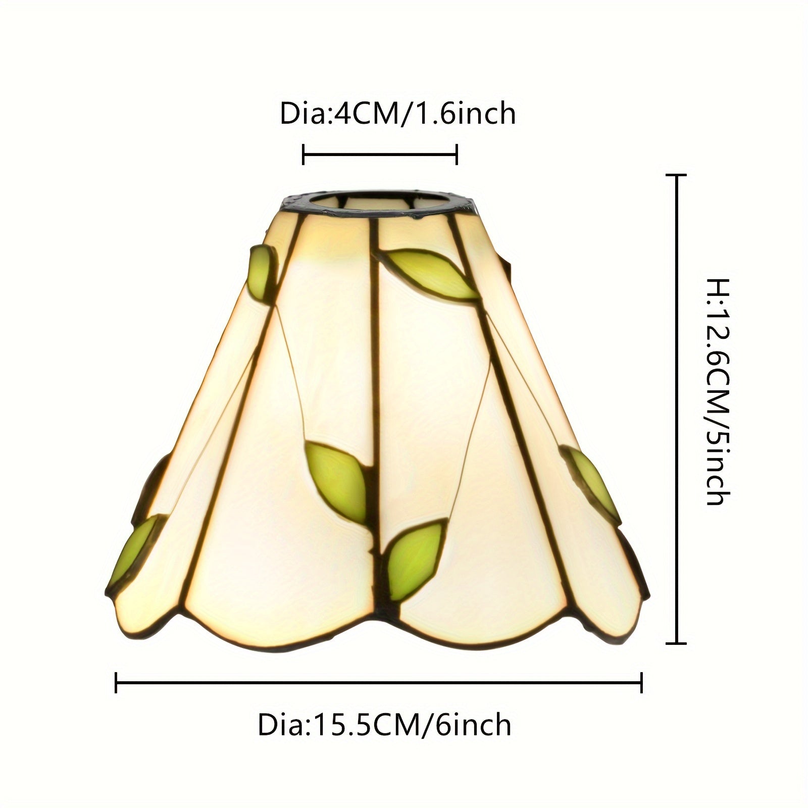 6-Inch Leaf Pattern Handcrafted Stained Glass Lampshade for Pendant and Wall Lighting