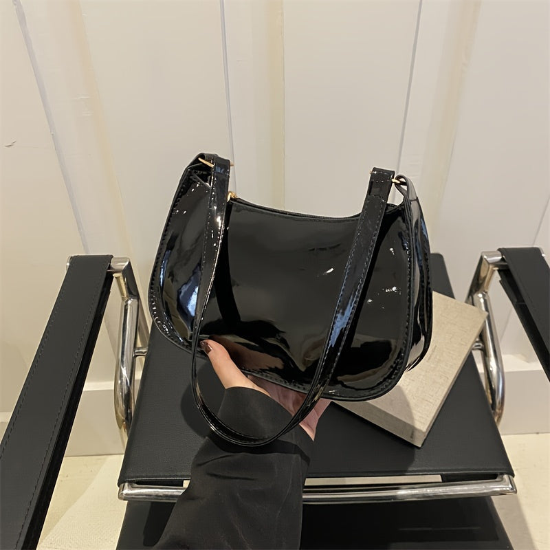 Ayollar uchun modali yelka sumkasi, porloq aktsentlar bilan, qora, maroon, qizil ranglarda mustahkam rangli sun'iy charm sumka, zip yopilishi, moyli qirralar va mustahkam naqsh dizayni, sun'iy charm materialidan tayyorlangan.