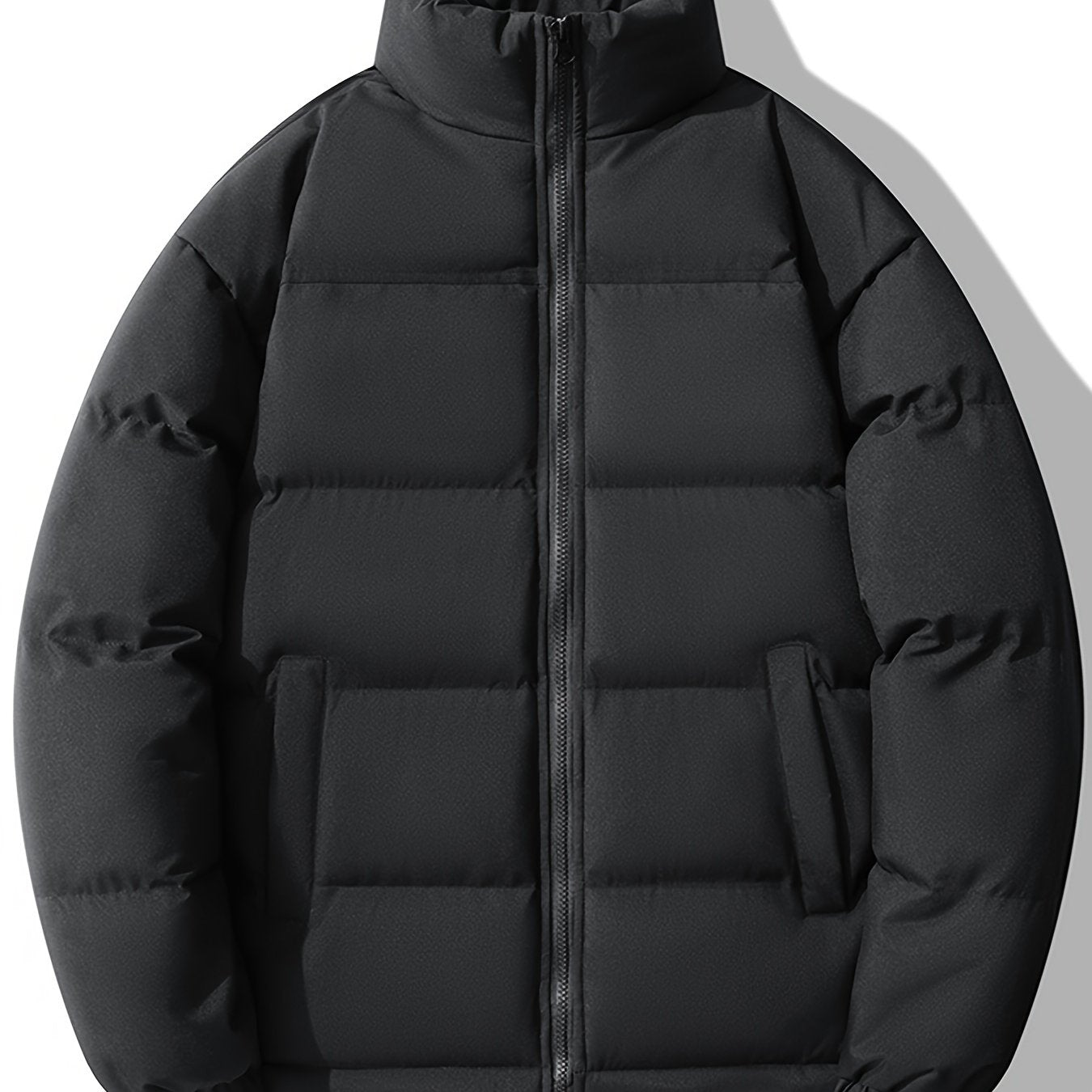 Мужская куртка большого размера в стиле casual с воротником-стойкой, заплатками и застежкой-молнией для осени и зимы