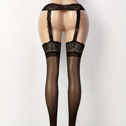 Ayollar uchun qora korsetti paypoqlari, nafas oladigan, yuqori elastiklikdagi shlyapa bilan to'ldirilgan paypoqlar