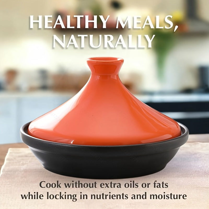 Традиционная марокканская тажинница с керамической крышкой и эмалированным чугунным основанием, подходит для газовых плит, идеально подходит для приготовления вкусных блюд.