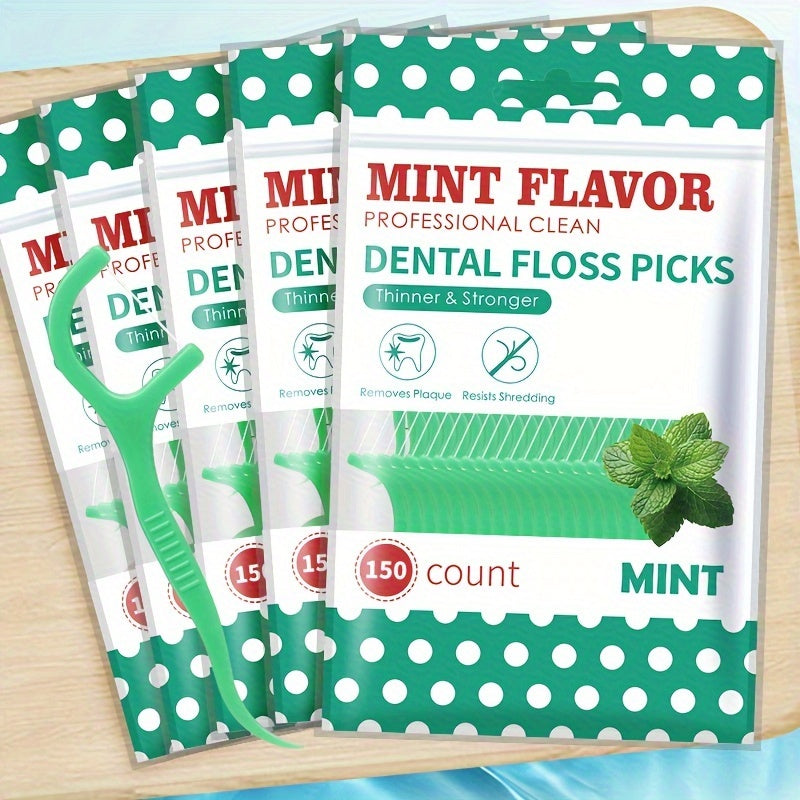 300 Pieces Mint Dental Floss Picks Thin Strong Deep Clean for Home Travel