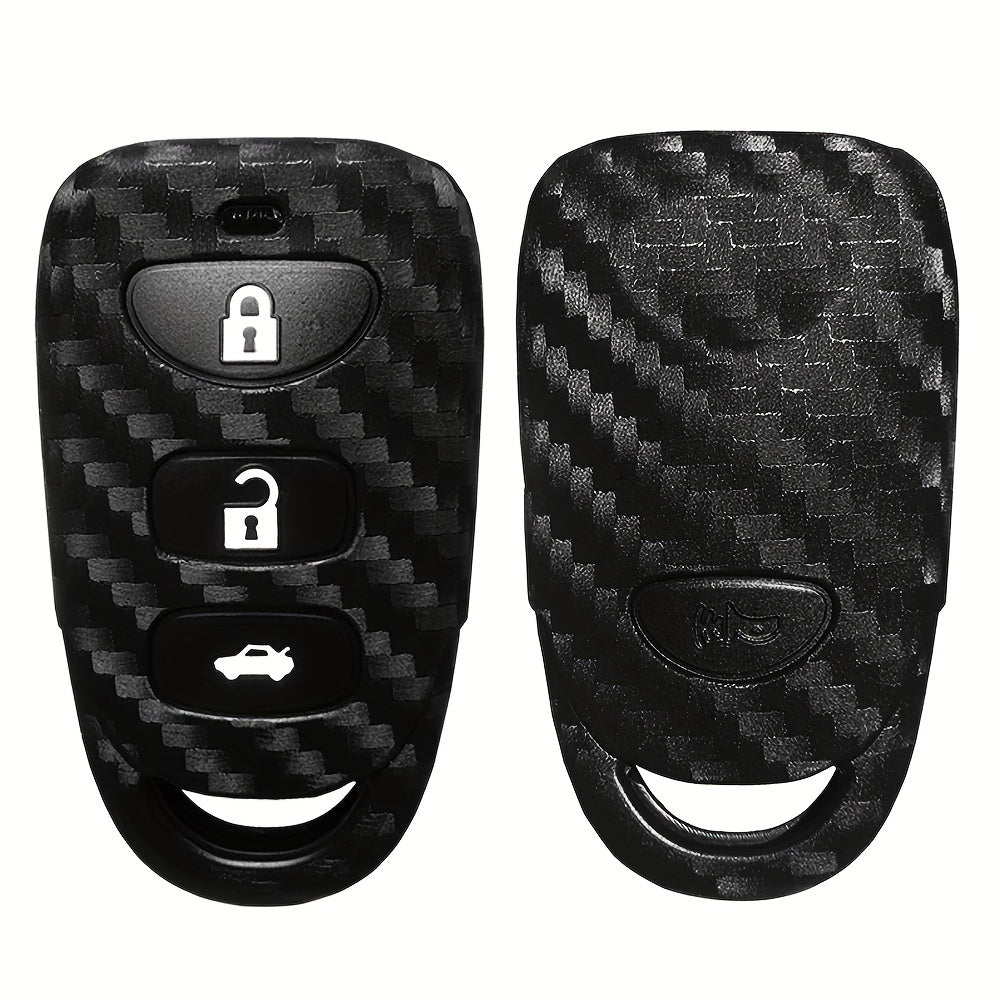 Silicone Car Remote Key Cover Carbon Fiber Style for Universal Vehicles