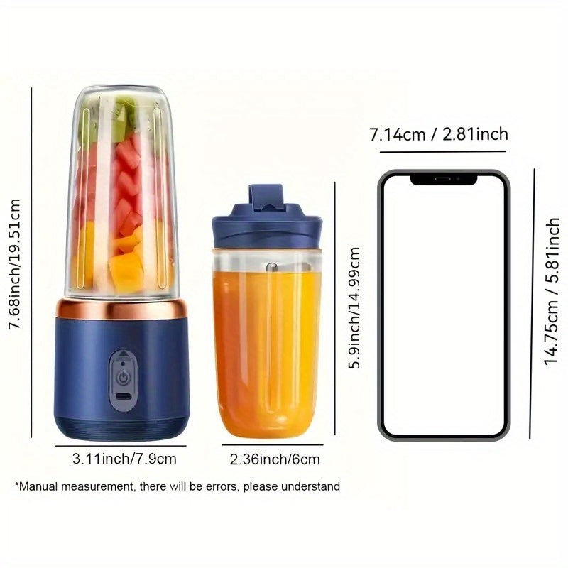 Portable Blender and Juicer Set with Dual Cups Rechargeable Easy to Clean