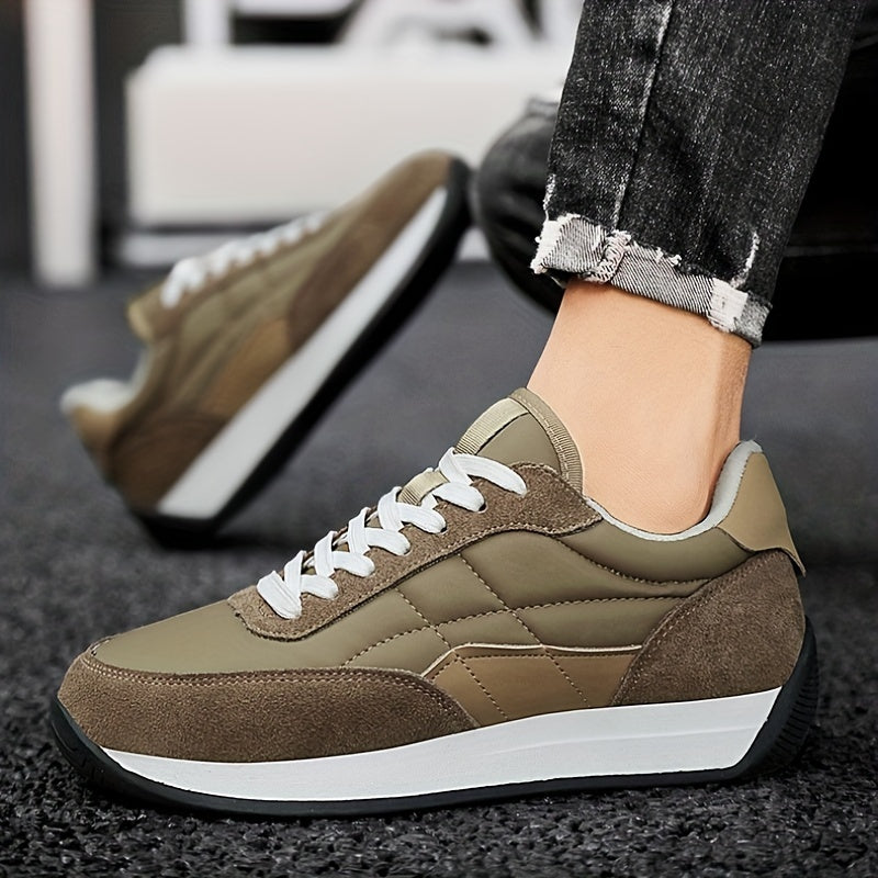 Olive Green Thick-Soled Running Sneakers for Men and Women All-Season