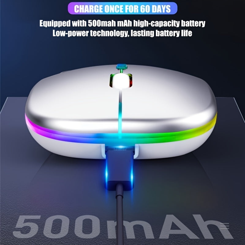 Ratón inalámbrico para juegos modo dual 5.1+2.4G recargable silencioso con retroiluminación ergonómica