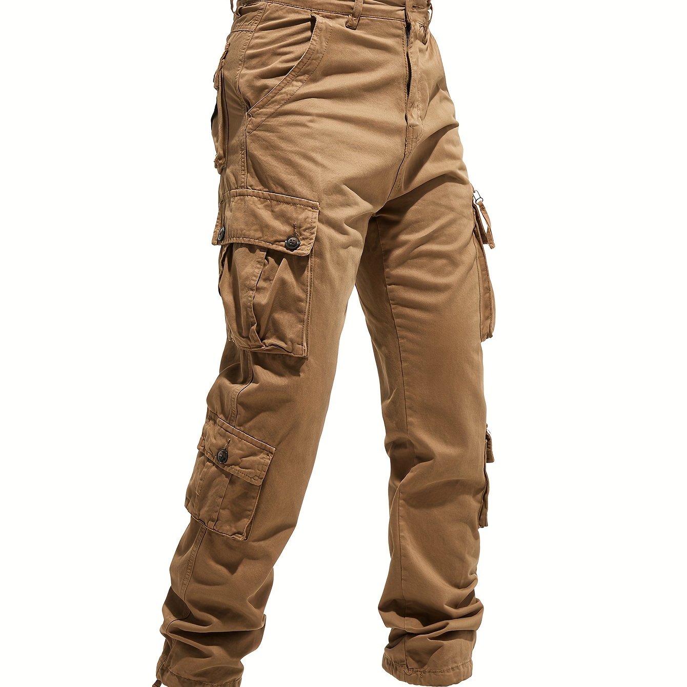 Men's Plus-Size Cotton Cargo Pants with 8 Pockets for Outdoor Activities