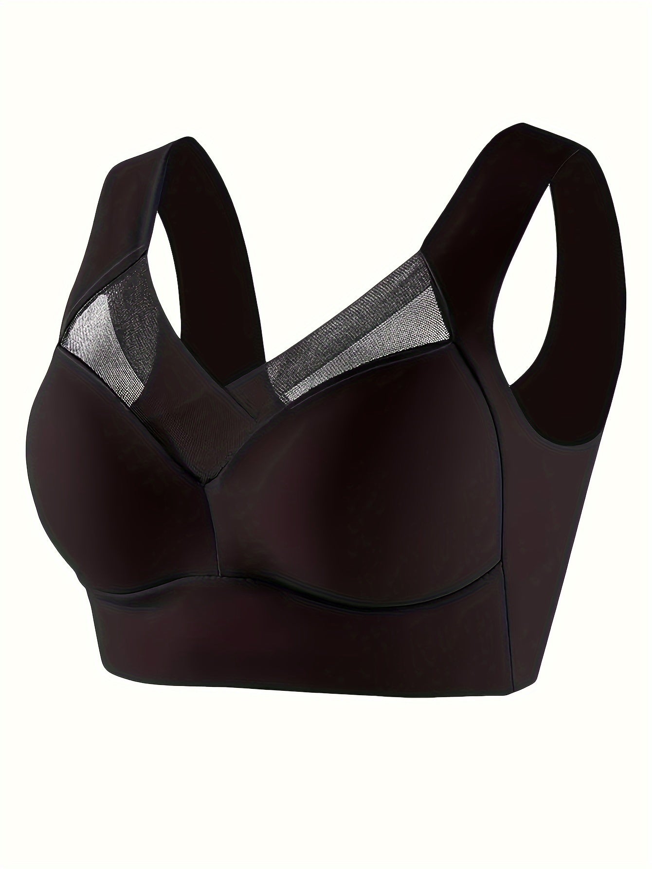 Sujetador sin costuras de malla sin aros para mujer con estilo push-up de contraste