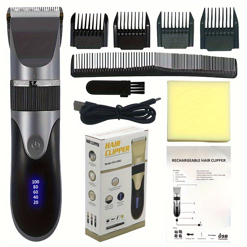 Cortapelos con 5 velocidades, motor potente, batería duradera, luz LED para cortar el cabello