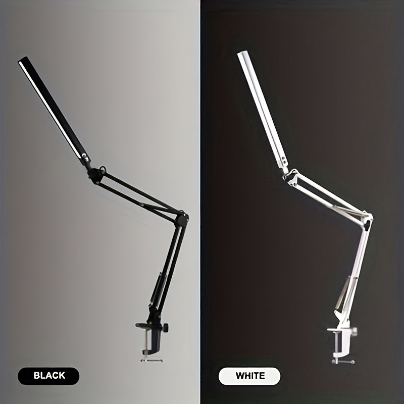 LED Desk Lamp with 3 Lighting Modes Clamp Metal Swing Arm 10 Brightness Levels