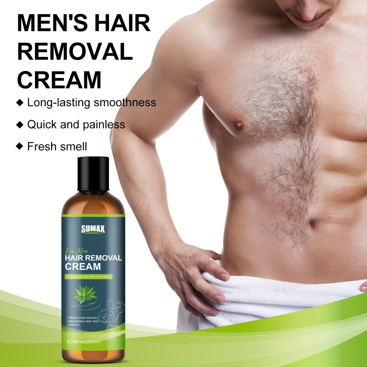 6.76 fl.oz SUMAX Aloe Vera Erkaklar uchun Soch Olish Kremi - Yumshoq, Samarali, Spirtli Ichimsiz, Tabiiy Ekstraktlar, Silliq Teri, Tana va Qo'ltiq Ostida Foydalanish