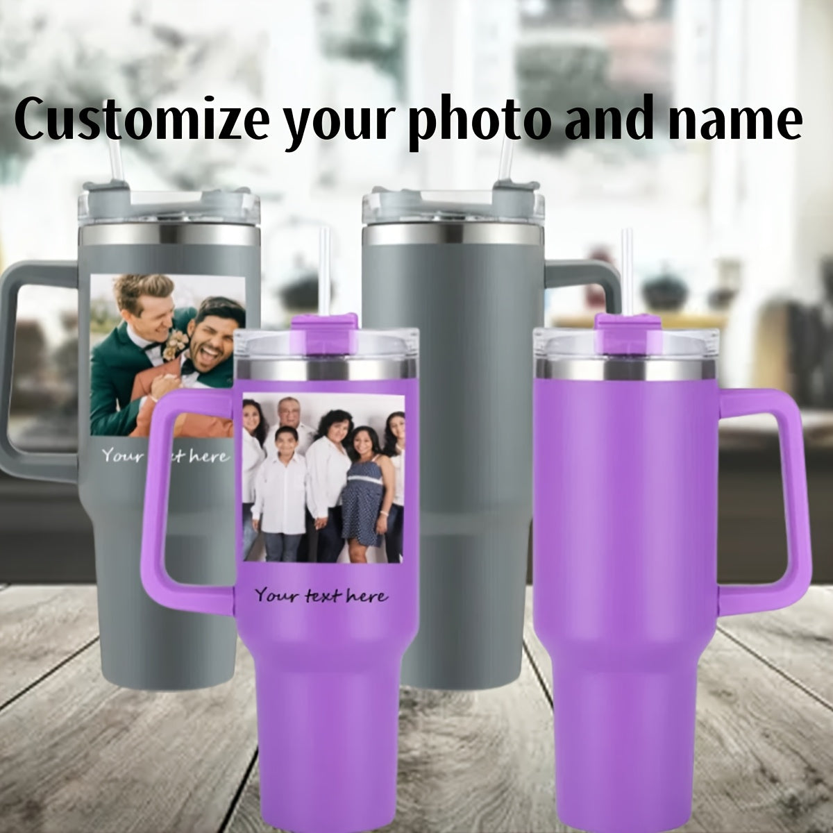 40oz Insulated Stainless Steel Tumbler with Straw and Lid Personalized Coffee Mug Gift