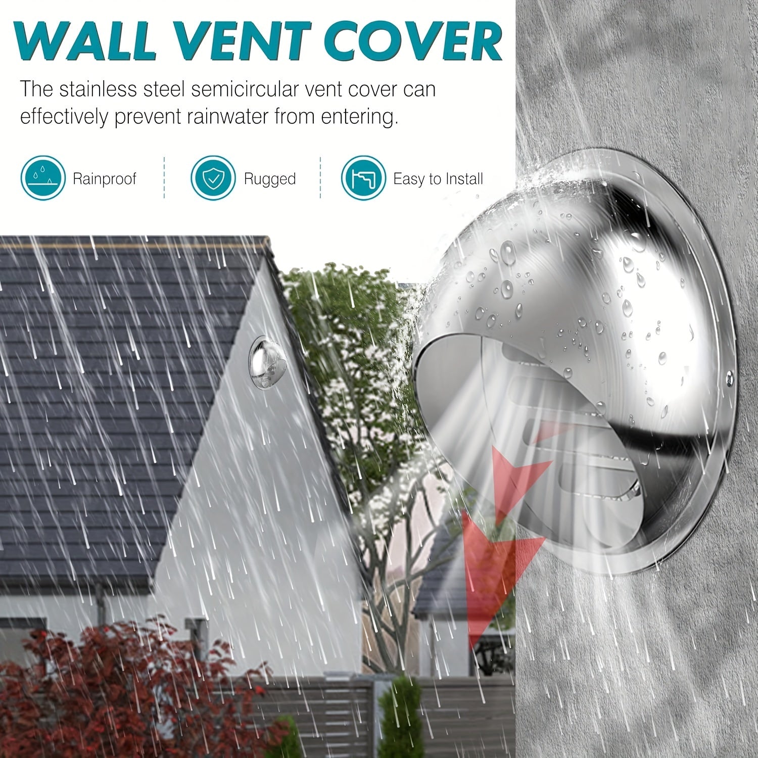 Aylana zanglamaydigan po'latdan yasalgan quritgich vent qopqog'i 10.16cm devorga o'rnatish uchun hammom ventilyatsiyasi