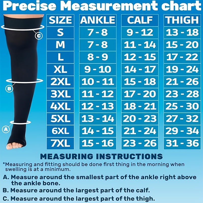 Unisex Graduated Thigh High Compression Stockings 20-30mmHg Nylon Spandex Over-the-Knee