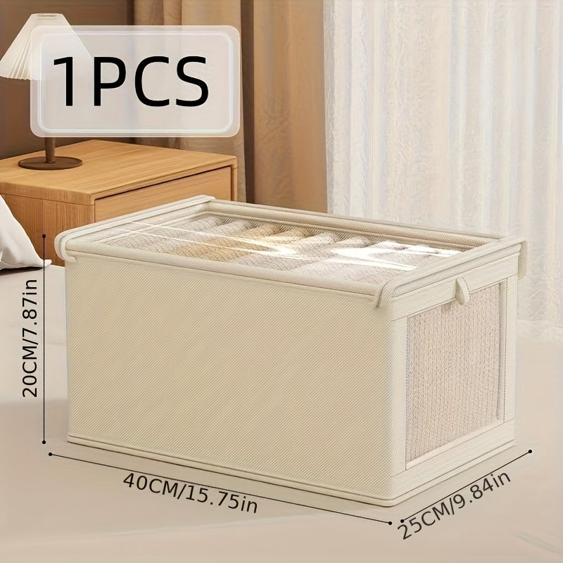 To‘g‘ri burchakli saqlash qutisi, to‘rli derazasi bilan, suv o‘tkazmaydigan Oksford matosidan tayyorlangan. Kiyim, ichki kiyim, yostiq va ko‘rpa to‘plashi uchun ideal. Uy, yotoqxona yoki talabalar yotoqxonasida joyni tejash uchun ajoyib.