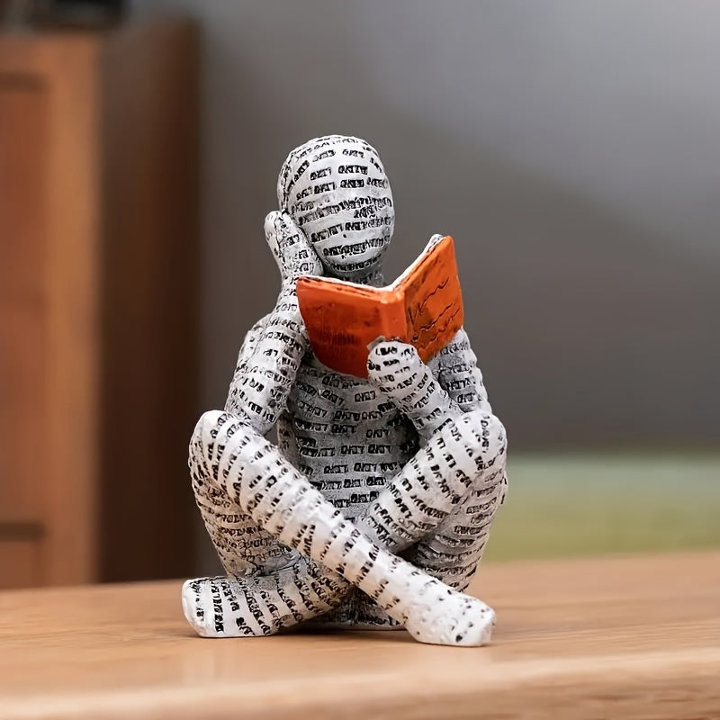 Resin Sculpture of Woman Reading Abstract Scandinavian Modern Decor for Bedroom or Living Room
