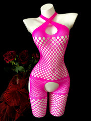 Women's Sheer Lingerie Bodystocking with Open Crotch and See-Through Design for Festivals and Beachwear