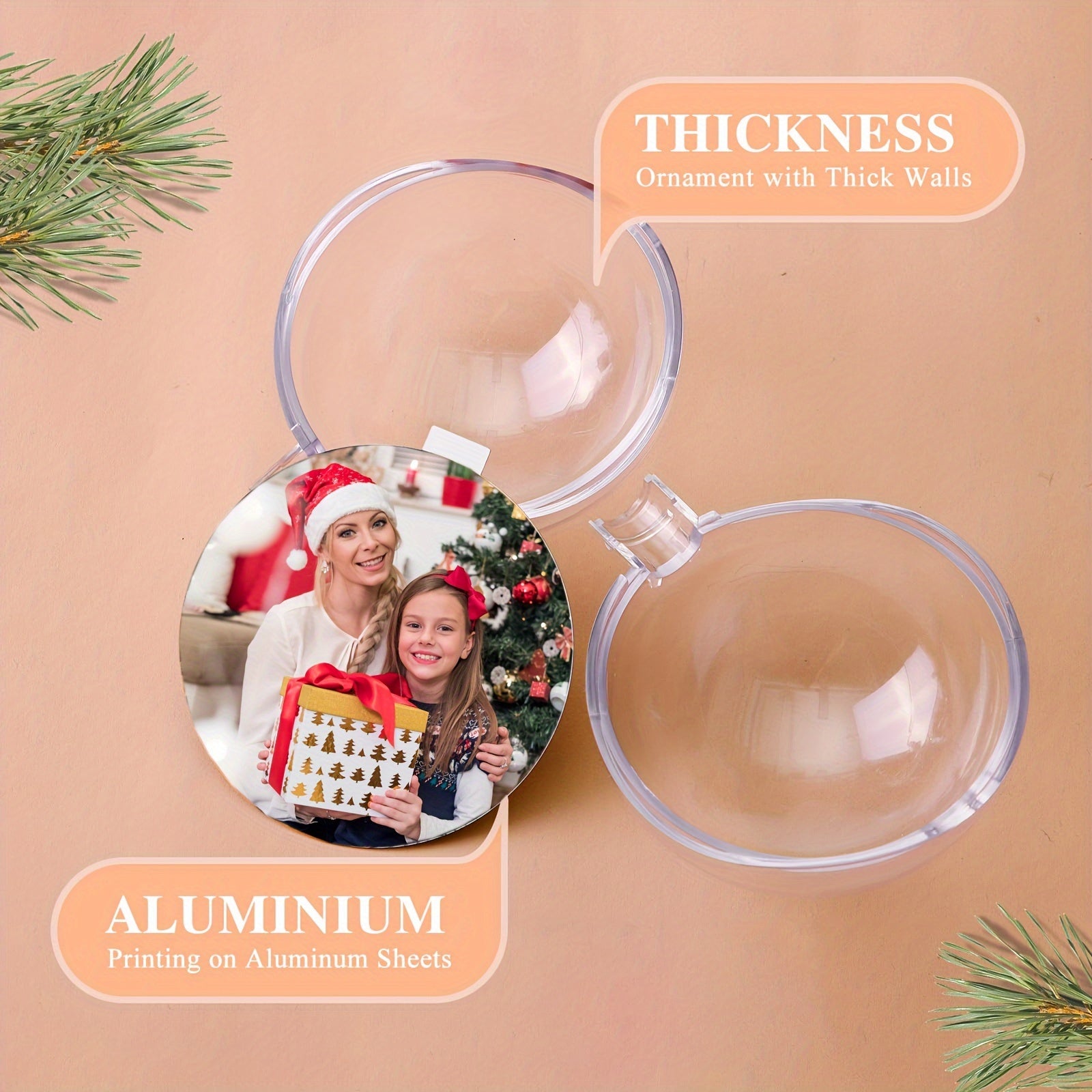 Personalized Photo Ornament for Christmas Tree Plastic Hanging Picture Sphere Holiday Decor Gift