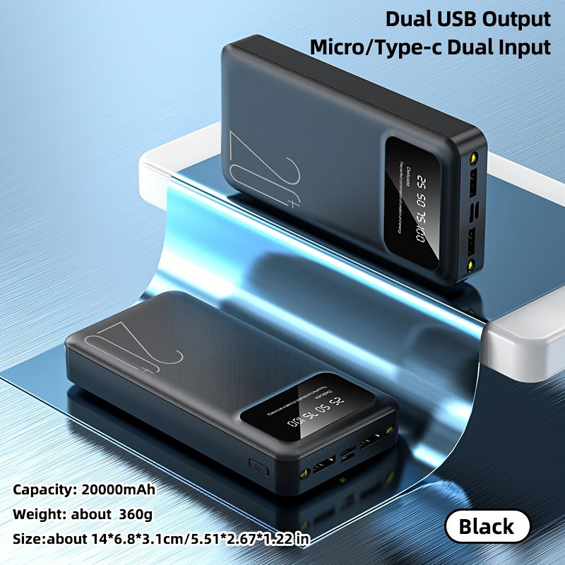 20000mAh Power Bank with Dual Input and Output Ports Rechargeable Lithium Polymer Battery